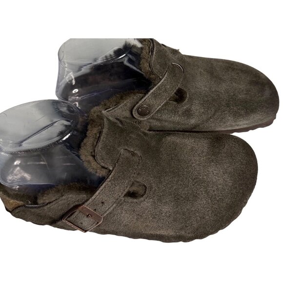 Birkenstock Boston Shearling Mocha Suede Genuine Shearling Lined Size 35 New - Picture 13 of 16